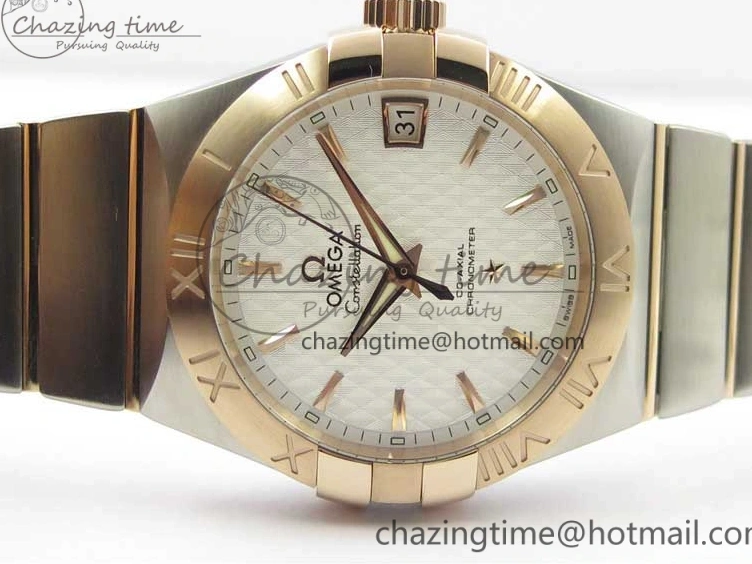 0115 Stylish Constellation 38mm SS RG VSF 1:1 Best Edition WhiteTextured Dial on SS RG Bracelet A8500 Super Clone 7921